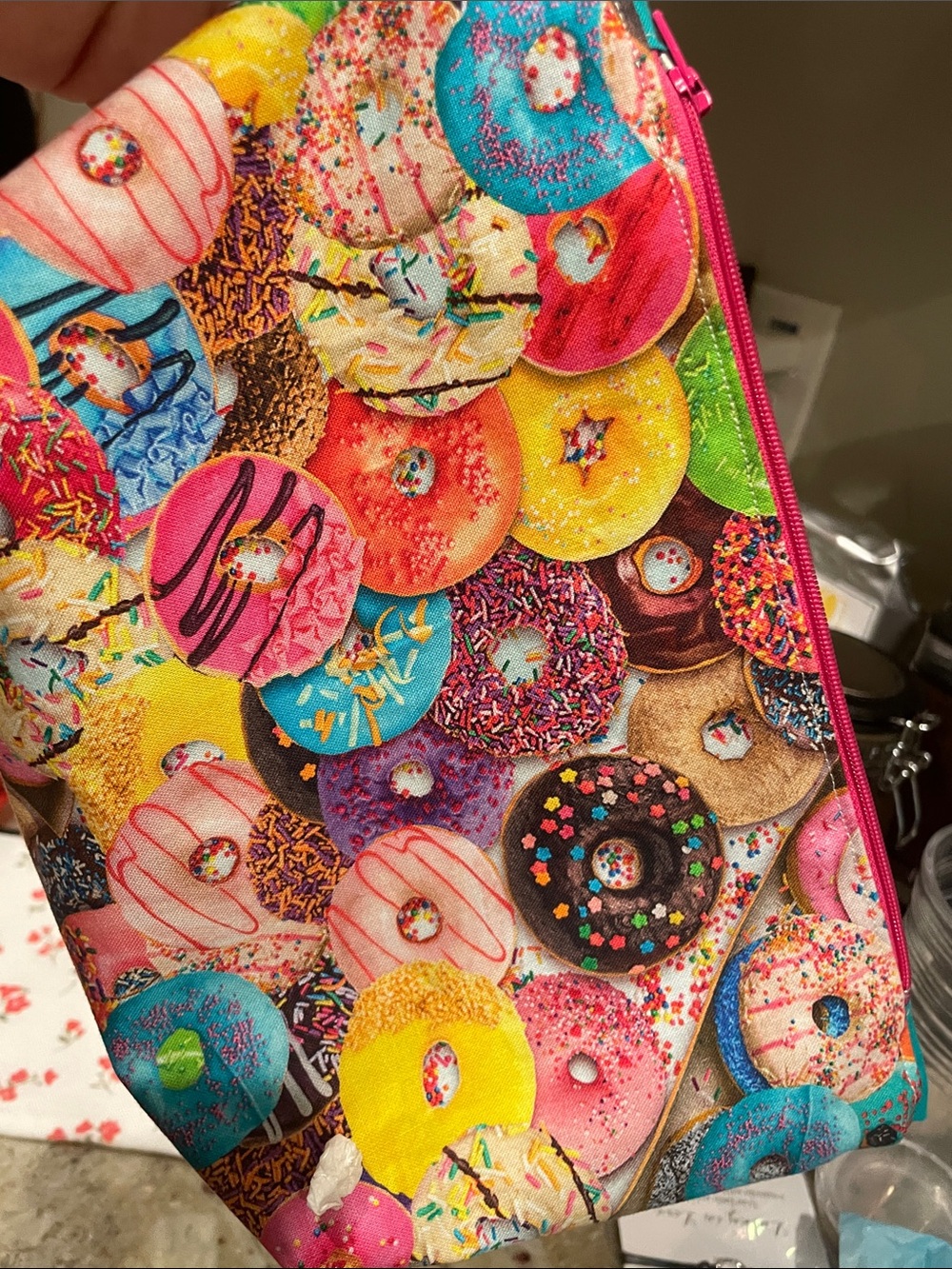 donut print zipper pouch